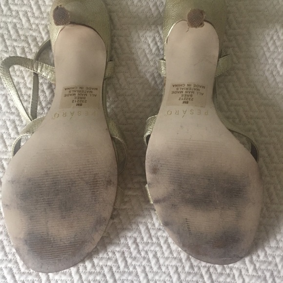 Presaro champagne gold strappy heels sandals sz8M - Picture 4 of 7